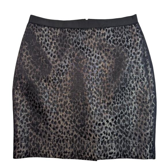 Ann Taylor Leopard Jacquard Mini Skirt Women’s 2 Black Bronze Animal Print - Picture 1 of 8